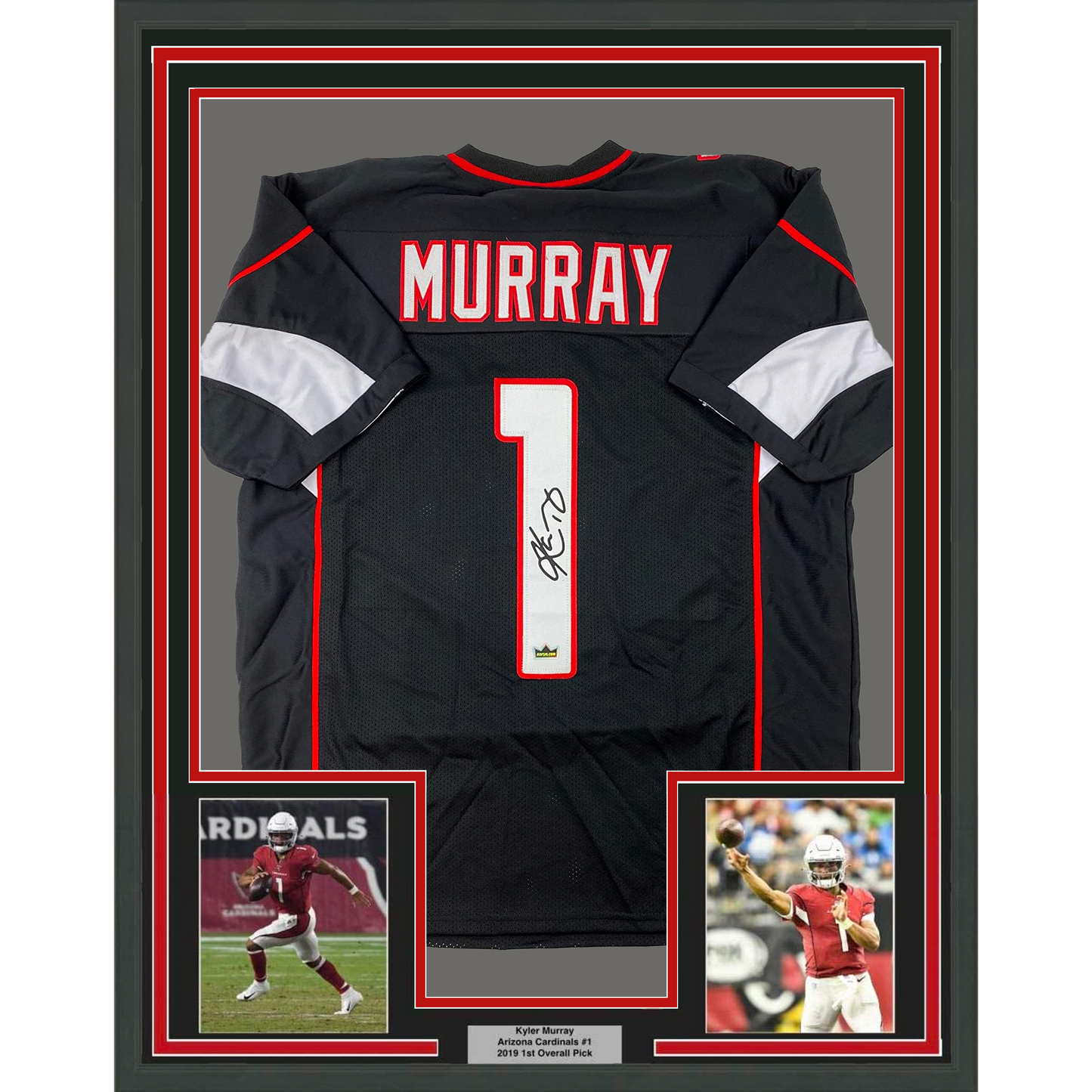 Framed Facsimile Autographed Kyler Murray 35x39 Arizona Black Reprint Laser Auto Football Jersey