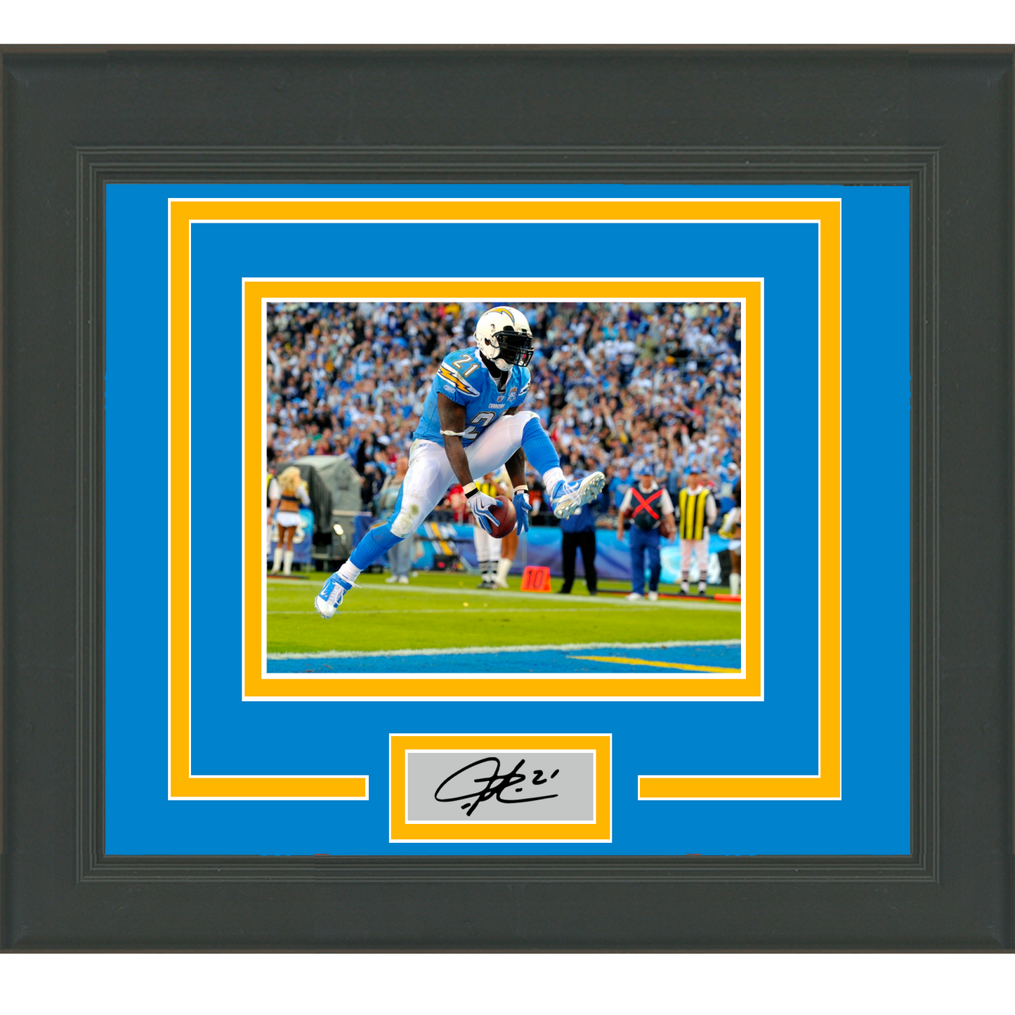 Framed LaDainian Tomlinson Facsimile Laser Engraved Signature Auto San Diego Los Angeles Chargers 11x14 Football Photo