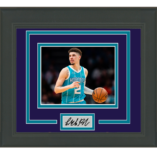 Framed LaMelo Ball Facsimile Laser Engraved Signature Auto Charlotte Hornets 11x14 Basketball Photo
