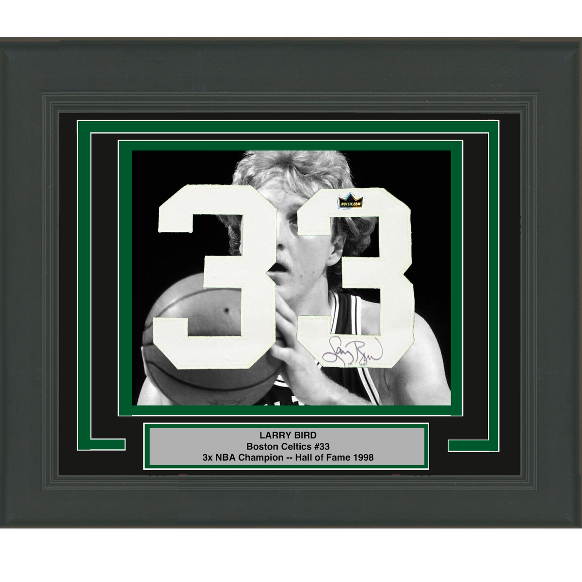 Framed Larry Bird Facsimile Autographed Jersey Number 23x21 Boston Celtics Reprint Laser Auto Basketball Photo