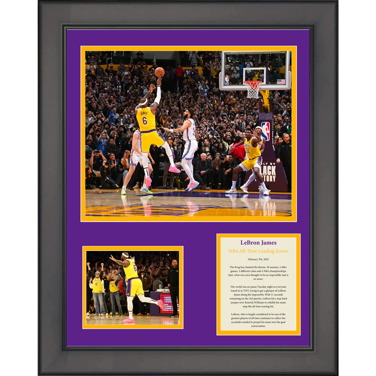 Framed LeBron James NBA All-Time Leading Scorer Los Angeles Lakers Basketball 11"x14" Three Photo Collage