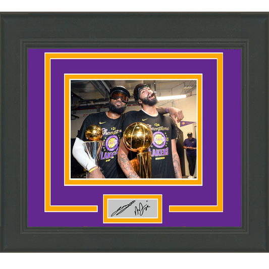 Framed LeBron James Anthony Davis Facsimile Laser Engraved Signature Auto Los Angeles Lakers 11x14 Basketball Photo