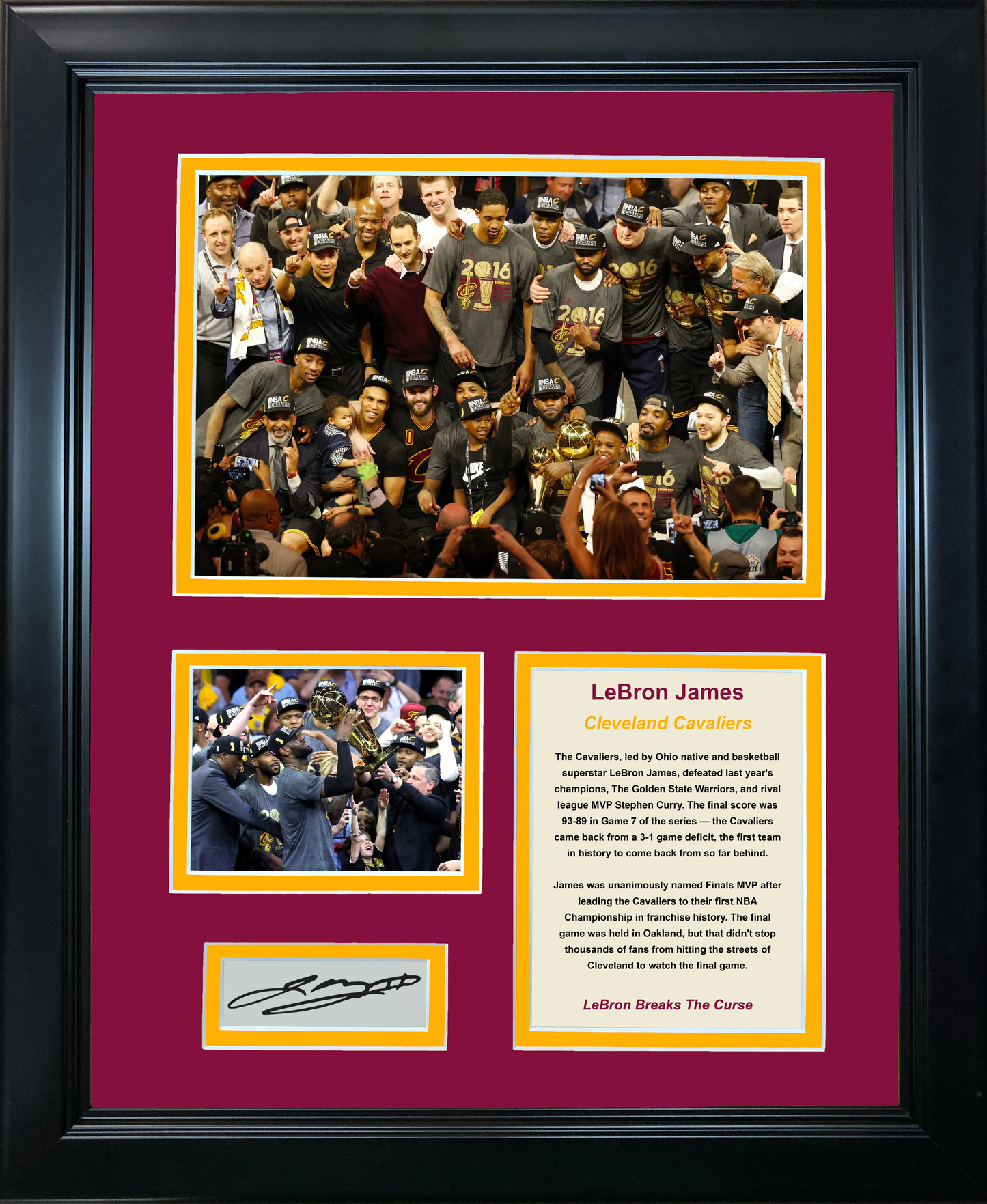 Framed Cleveland Cavaliers 2016 NBA Champions LeBron James MVP Facsimile Laser Engraved Signature Auto Basketball 11"x14" Photo Sig Collage