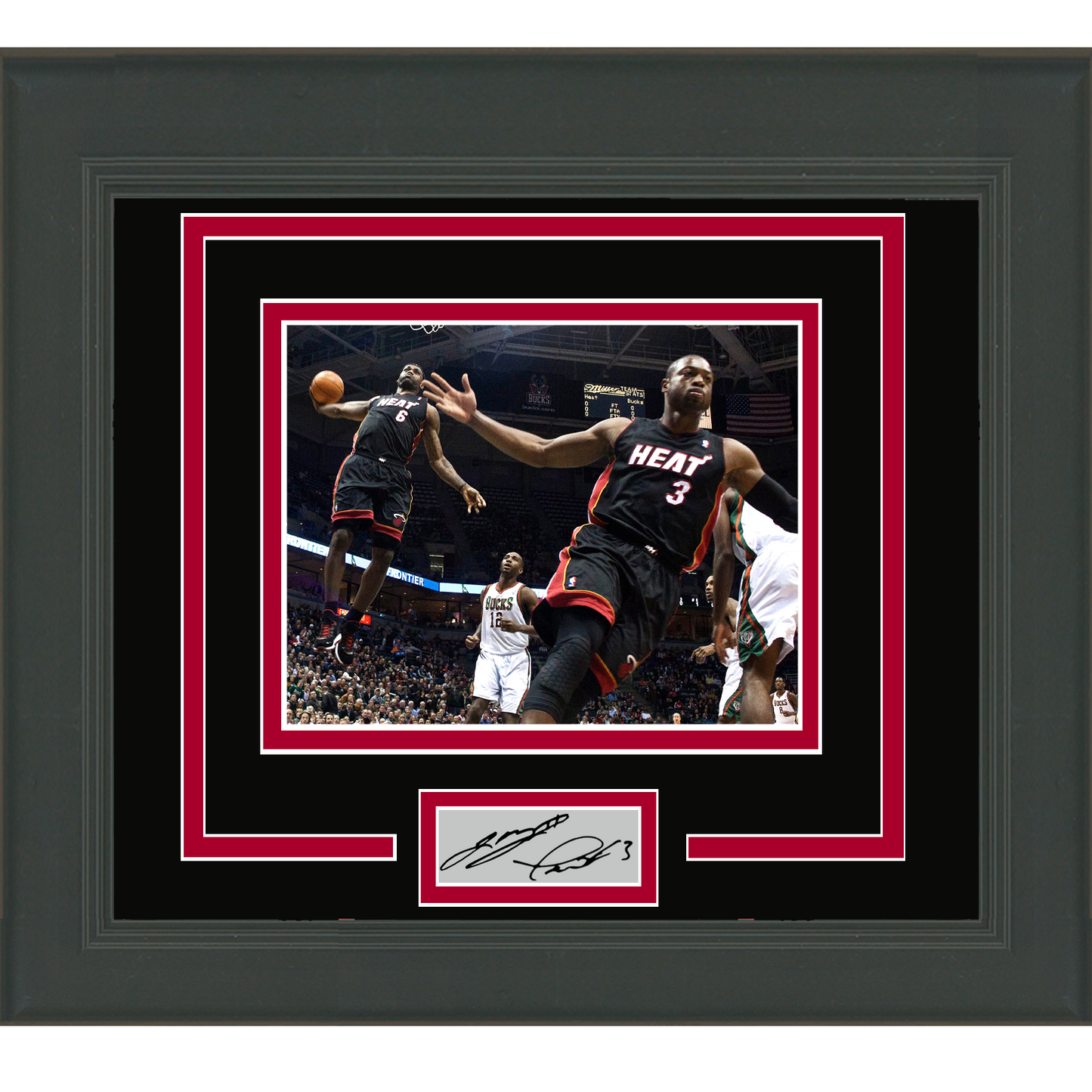 Framed LeBron James Dwyane Wade Facsimile Laser Engraved Signature Dual Auto Miami Heat 11x14 Basketball Photo
