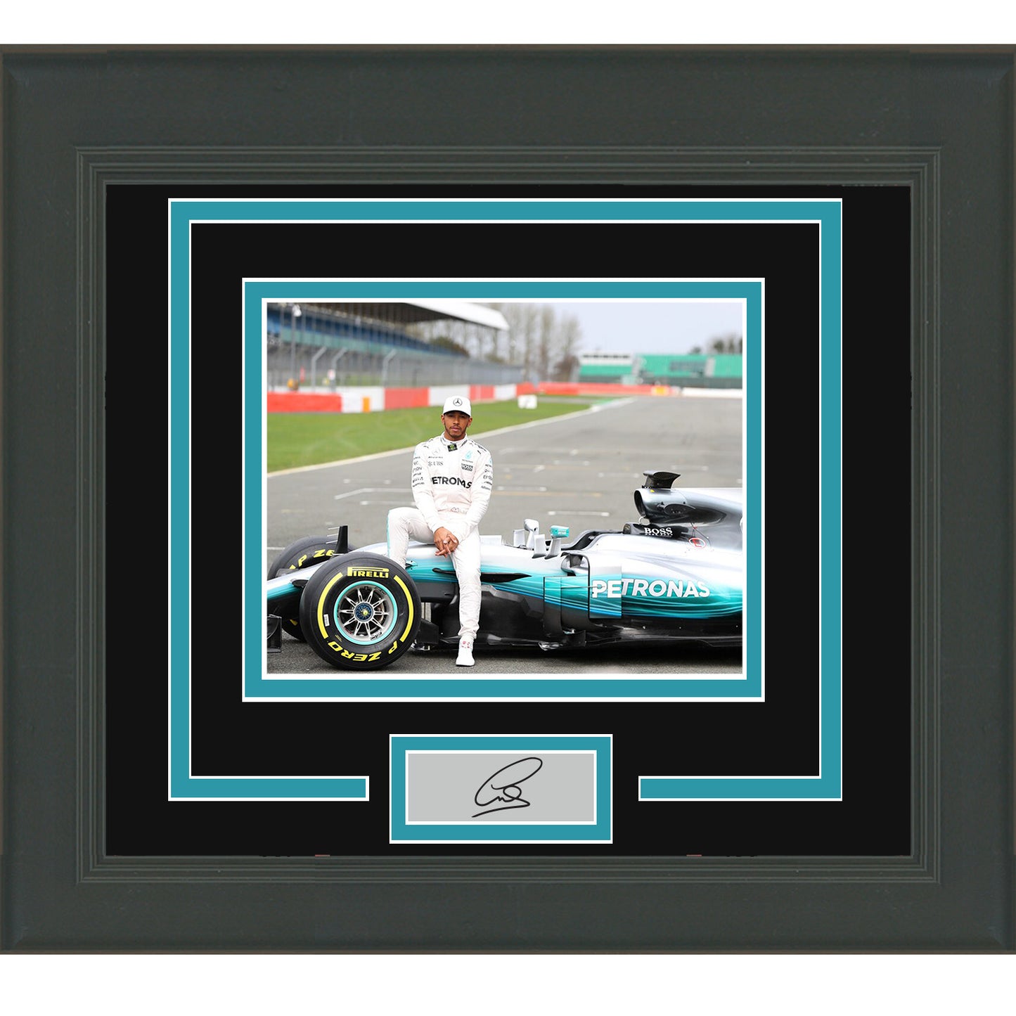 Framed Lewis Hamilton Facsimile Laser Engraved Signature Auto 11x14 F1 Photo