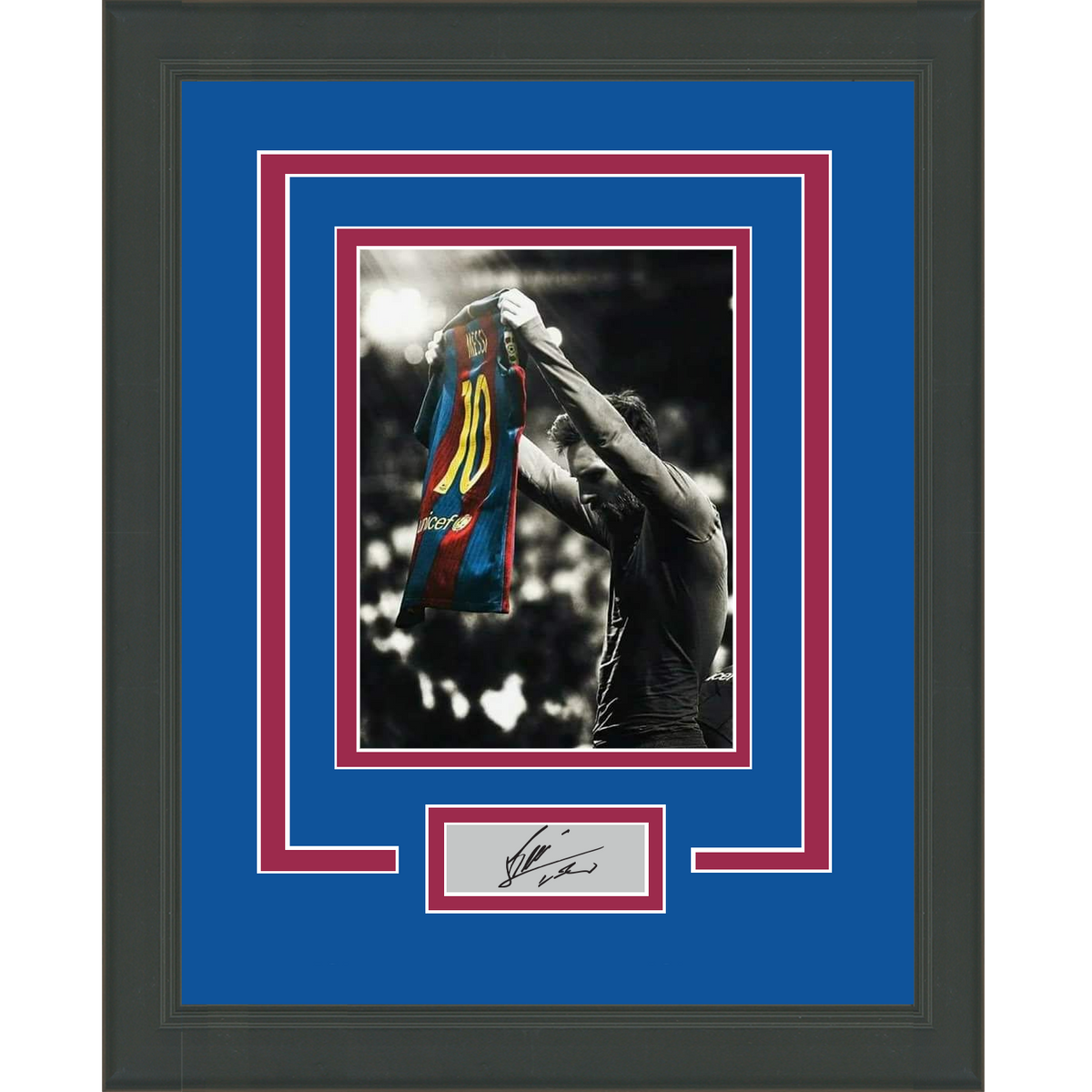 Framed Lionel Messi Facsimile Laser Engraved Signature Auto Barcelona 11x14 Soccer Futbol Photo