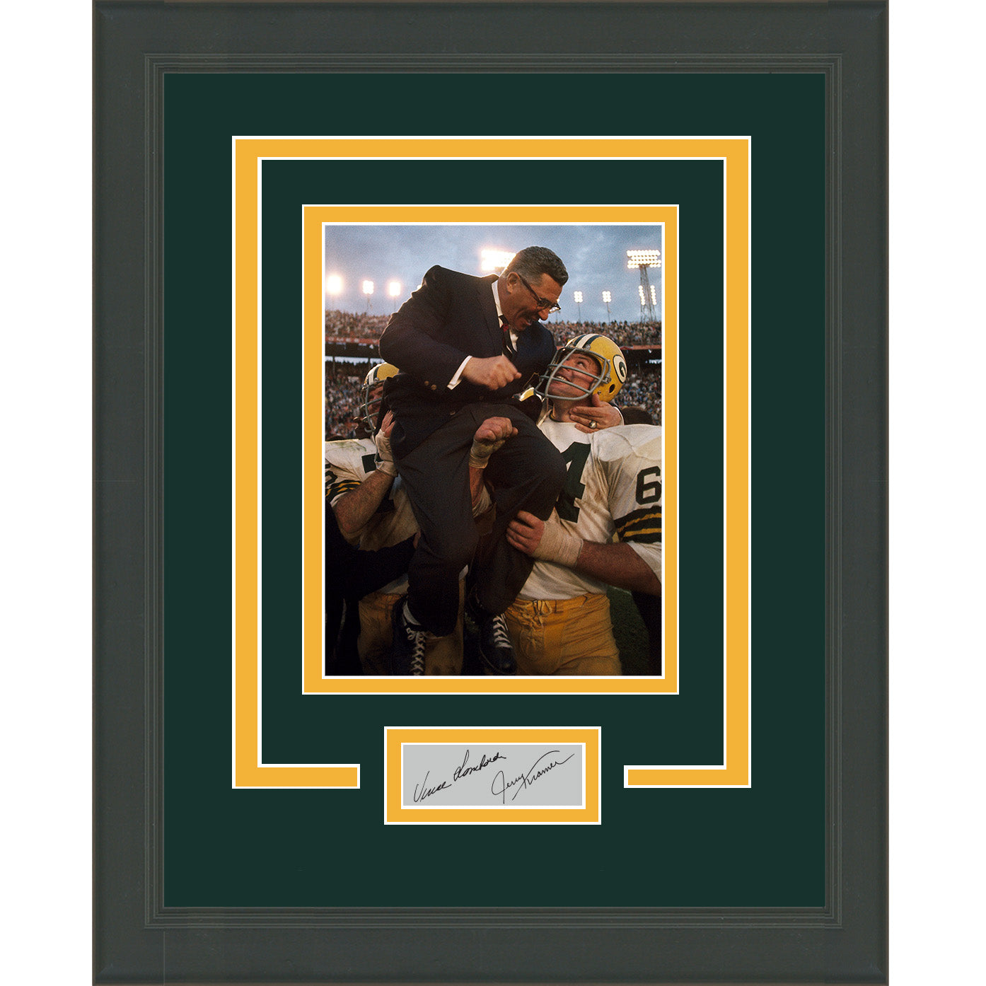 Framed Vince Lombardi and Jerry Kramer Facsimile Laser Engraved Signature Auto Green Bay Packers 11x14 Football Photo