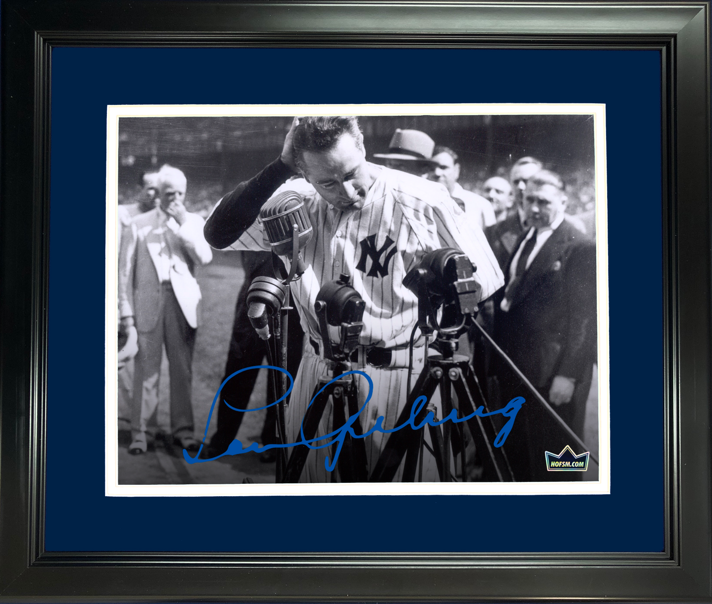 Framed Lou Gehrig  Luckiest Man  Speech New York Yankees Facsimile Laser Engraved Signature Auto 11"x14" Baseball Photo HOFSM Holo