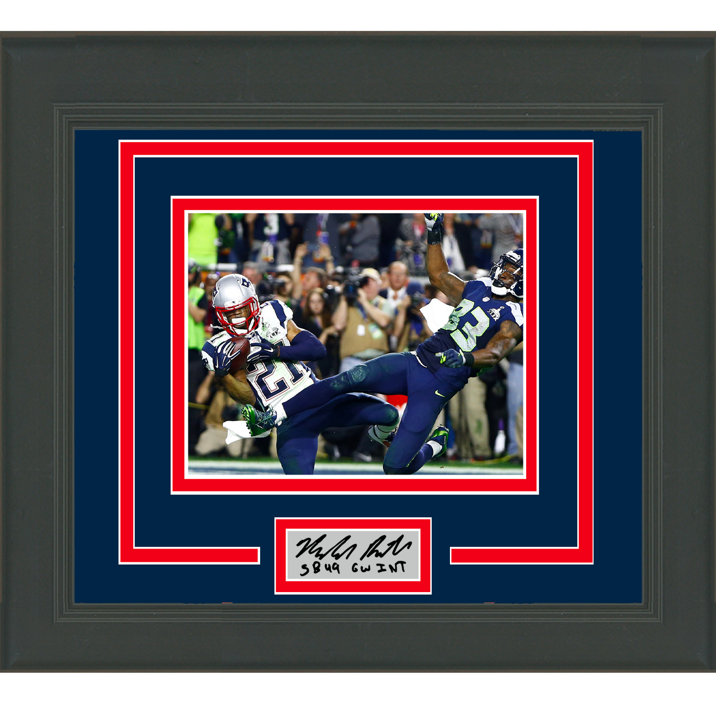 Framed Malcolm Butler SB XLIX Interception Facsimile Laser Engraved Signature Auto New England Patriots 11x14 Football Photo