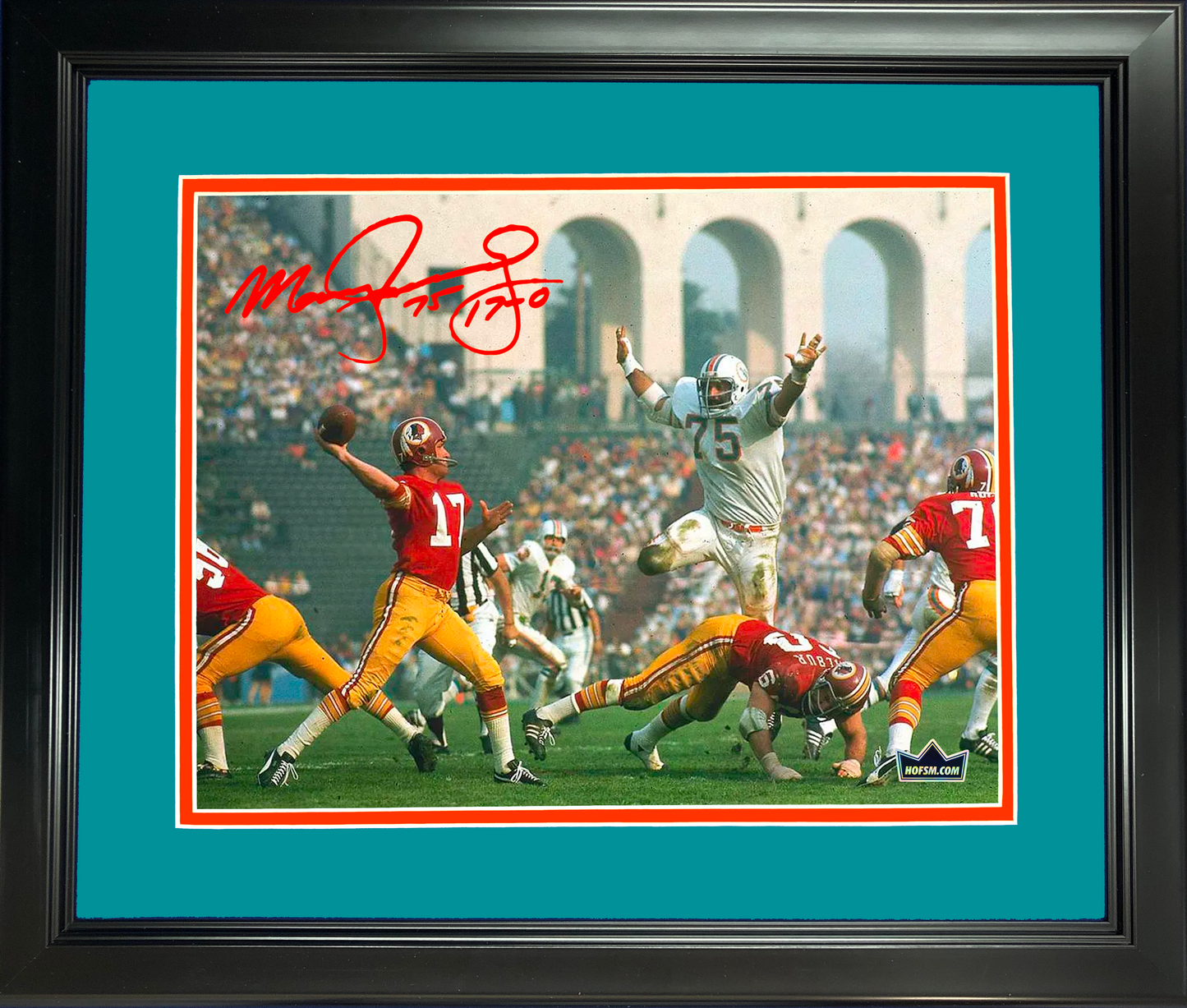 Framed Manny Fernandez  Undefeated 17-0  Season Miami Dolphins Facsimile Laser Engraved Signature Auto 11"x14" Football Photo HOFSM Holo