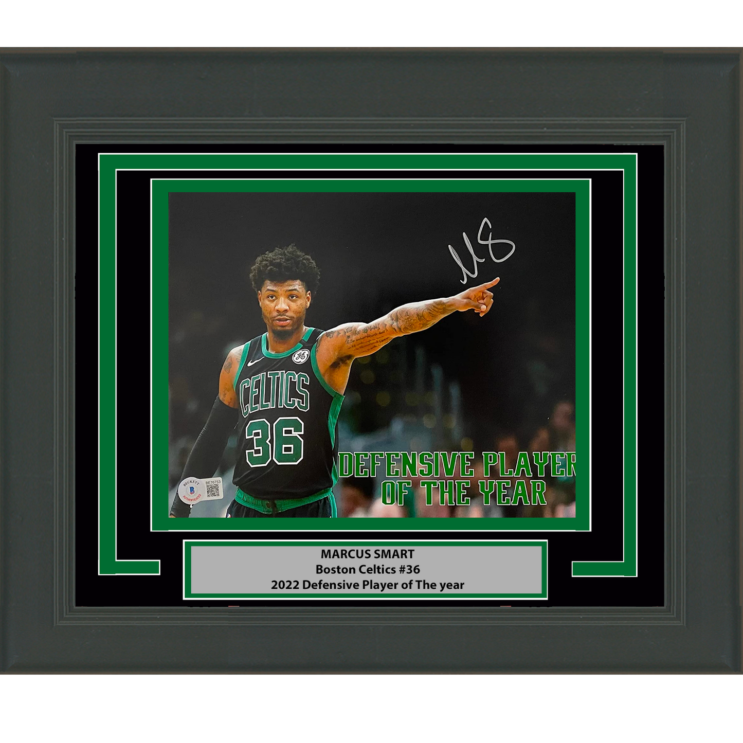 Framed Autographed/Signed Marcus Smart Boston Celtics 8x10 Basketball Photo Beckett BAS COA