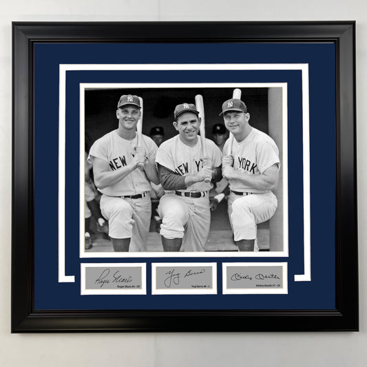 Framed Roger Maris, Yogi Berra, Mickey Mantle Facsimile Laser Engraved Signatures New York Yankees 19x21 Baseball Photo