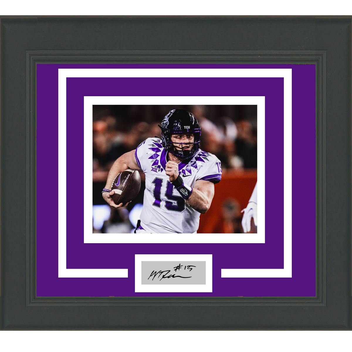 Framed Max Duggan Facsimile Laser Engraved Signature Auto TCU Horned Frogs 11x14 College Football Photo