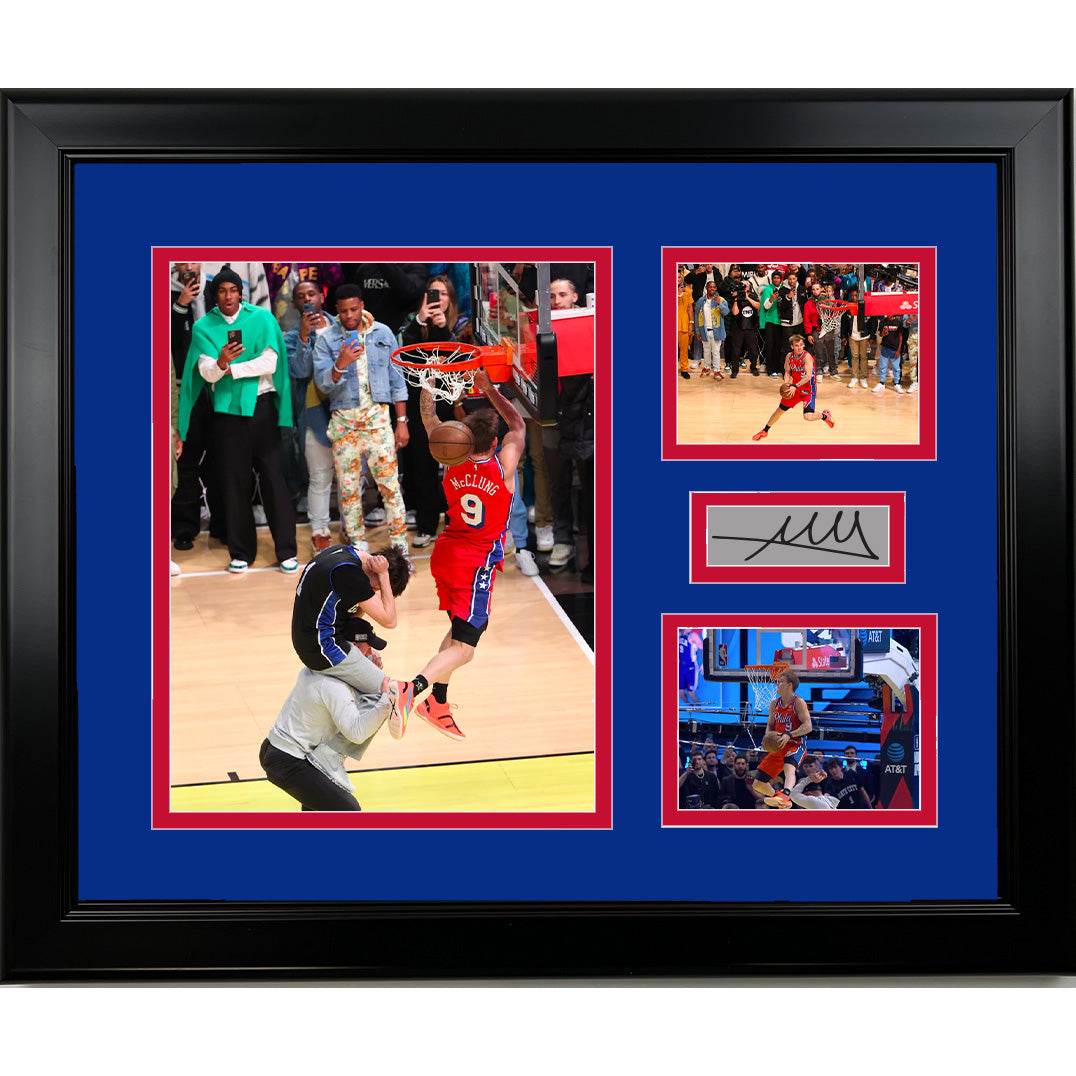 Framed Mac McClung 2023 Slam Dunk Contest Winner Facsimile Laser Engraved Signature Basketball 14x11 3 Photo Collage