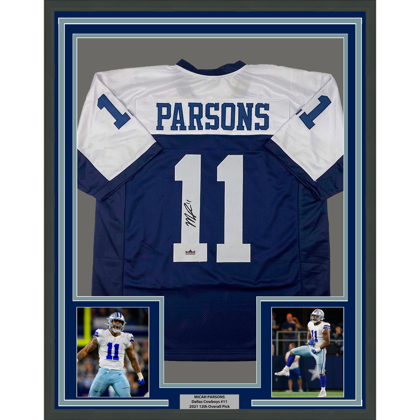 Framed Facsimile Autographed Micah Parsons 35x39 Dallas Thanksgiving Day Reprint Laser Auto Football Jersey