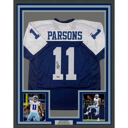 Framed Facsimile Autographed Micah Parsons 35x39 Dallas Thanksgiving Day Reprint Laser Auto Football Jersey