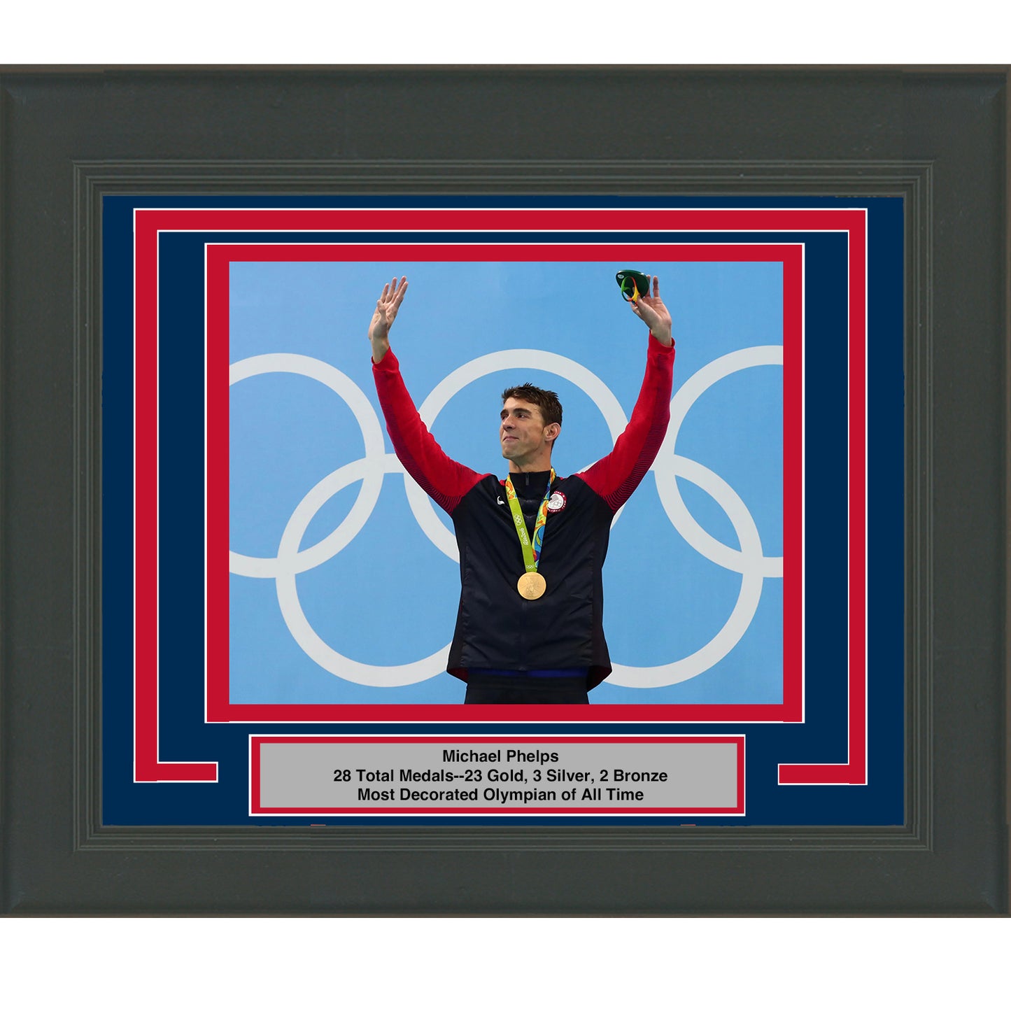 Framed Michael Phelps Team USA Olympic 8x10 Swimming Photo