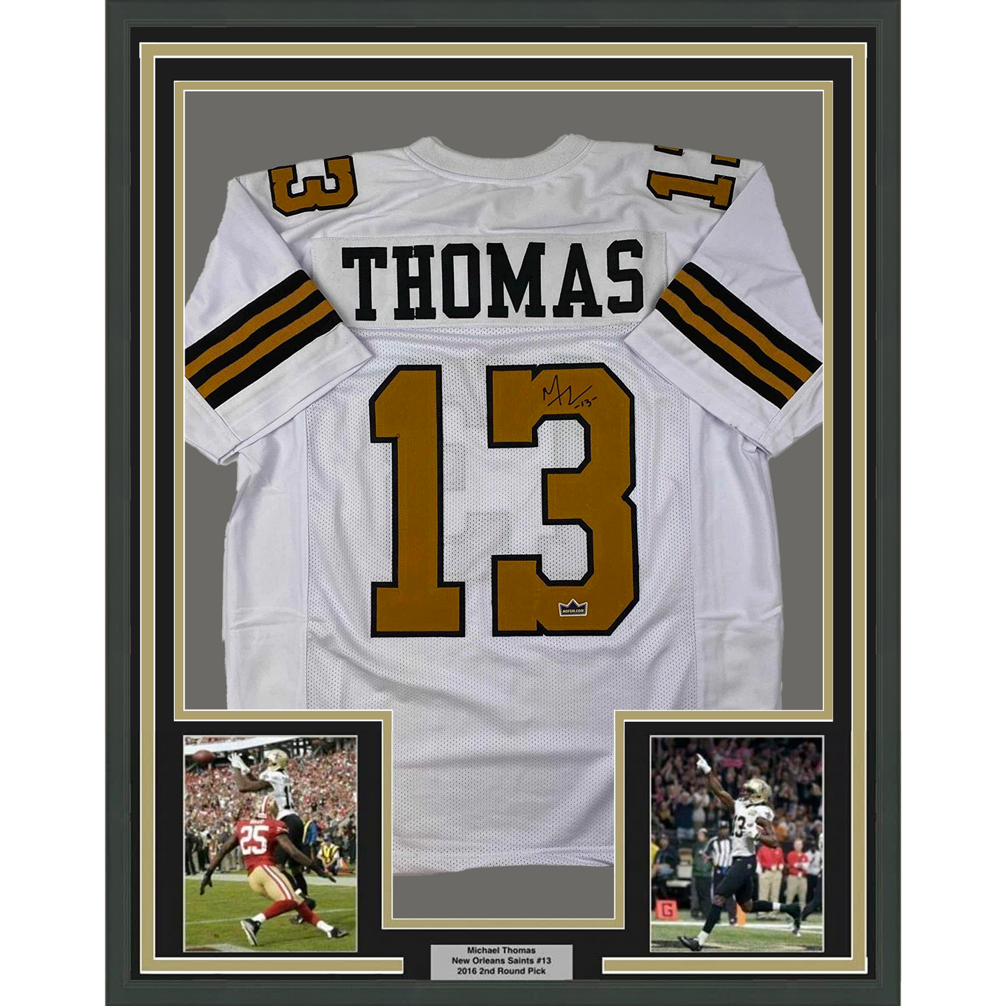 Framed Facsimile Autographed Michael Thomas 35x39 New Orleans Color Rush Reprint Laser Auto Football Jersey Size Men's XL