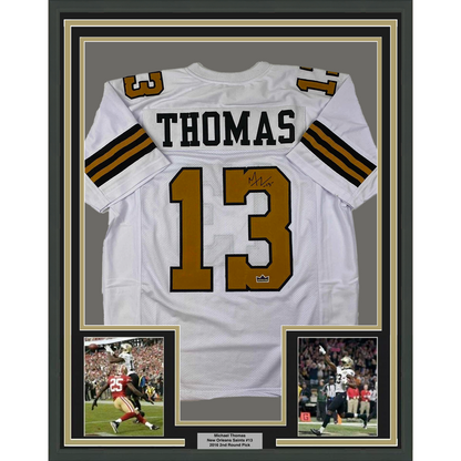 Framed Facsimile Autographed Michael Thomas 35x39 New Orleans Color Rush Reprint Laser Auto Football Jersey Size Men's XL