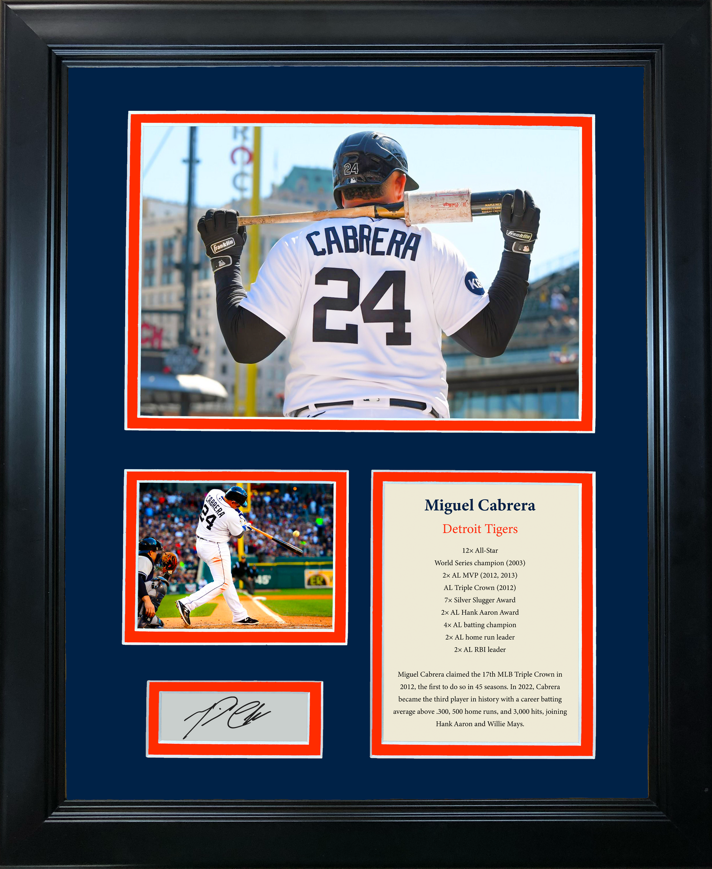 Framed Miguel Cabrera Facsimile Laser Engraved Signature Auto Detroit Tigers Baseball 11"x14" Photo Sig Collage