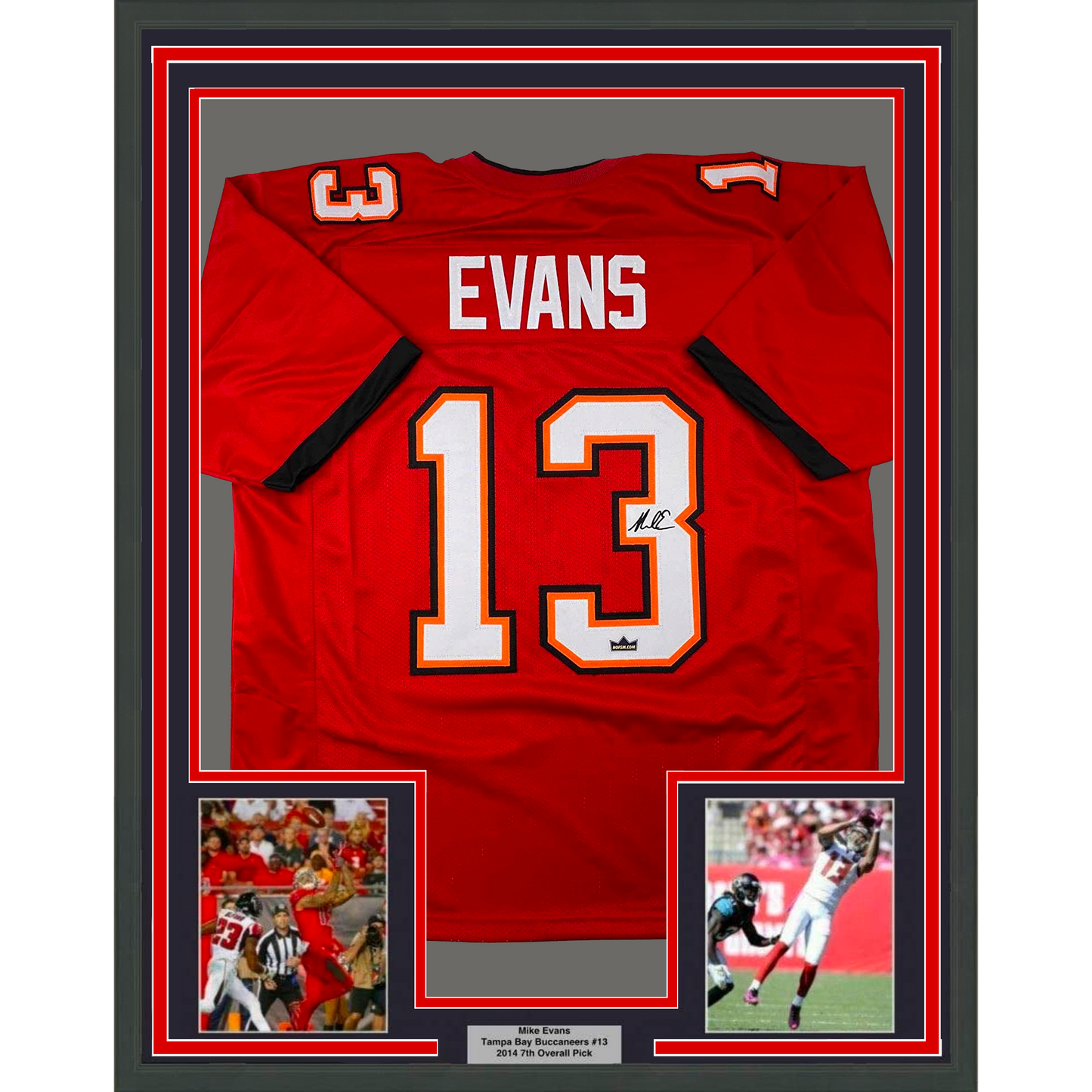 Framed Facsimile Autographed Mike Evans 35x39 Tampa Bay Red Reprint Laser Auto Football Jersey