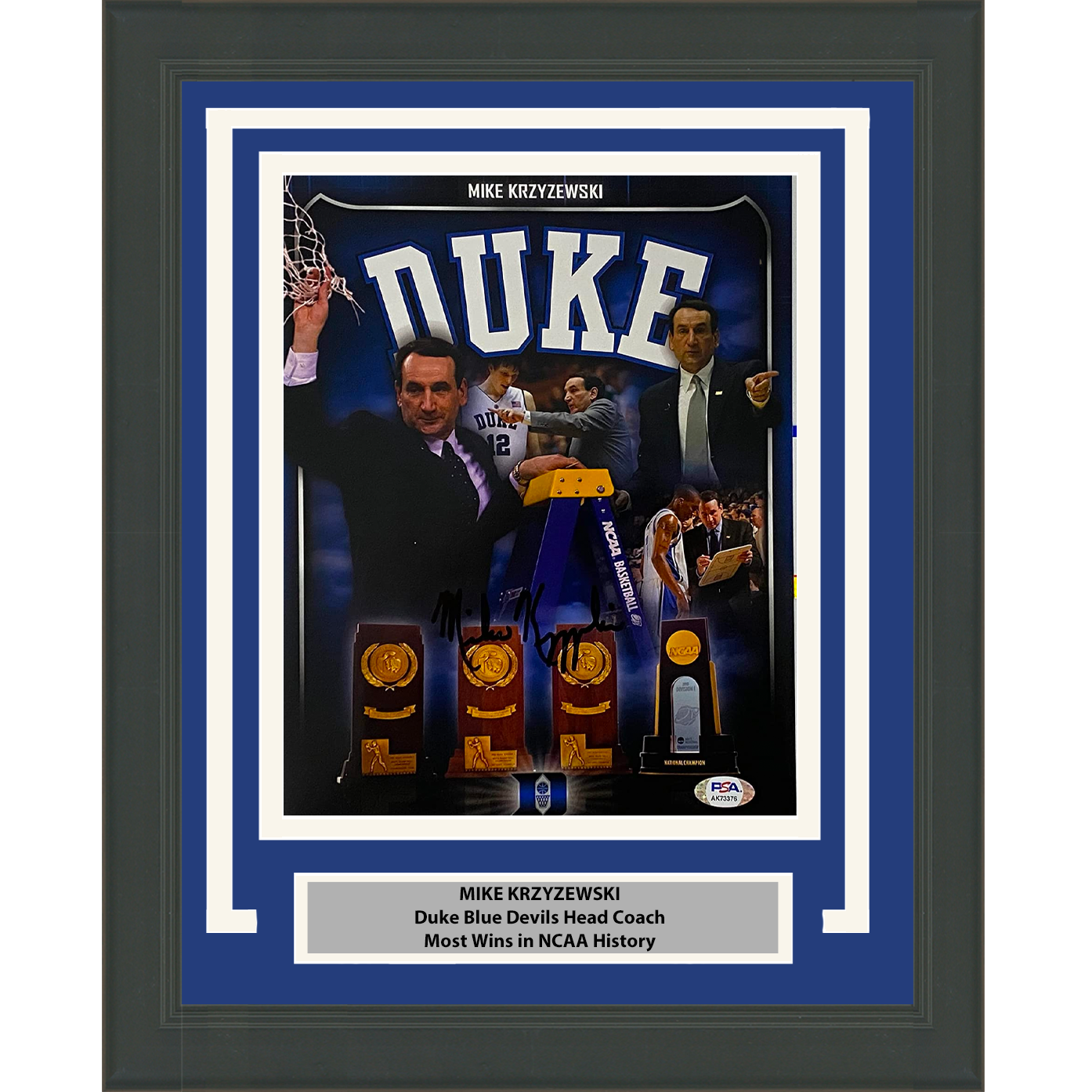 Framed Autographed/Signed Mike Krzyzewski Coach K Duke Blue Devils 8x10 Basketball Photo PSA/DNA COA #4