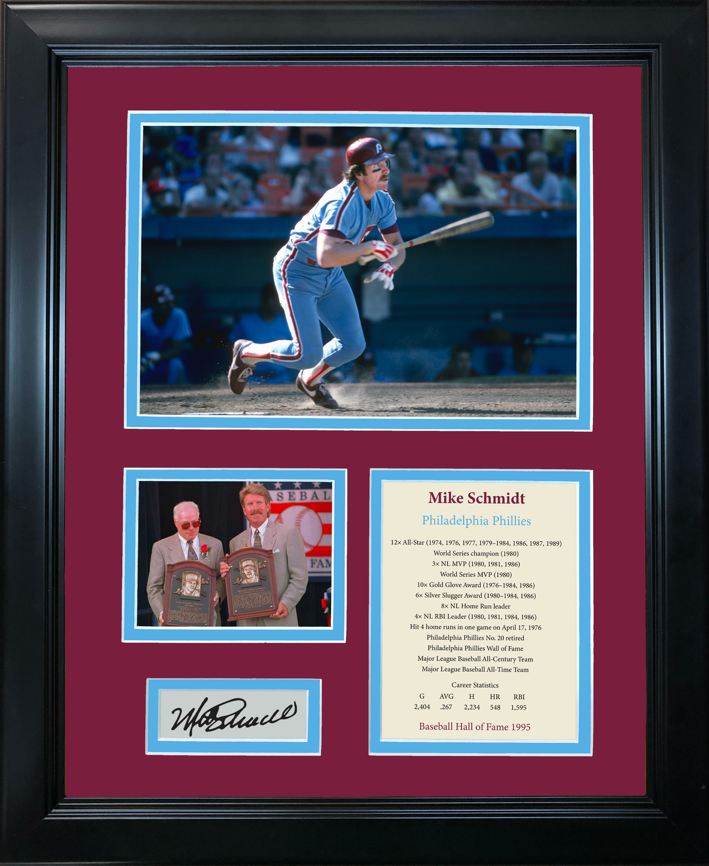 Framed Mike Schmidt Hall of Fame Facsimile Laser Engraved Signature Auto Philadelphia Phillies 11"x14" Baseball Photo Sig Collage