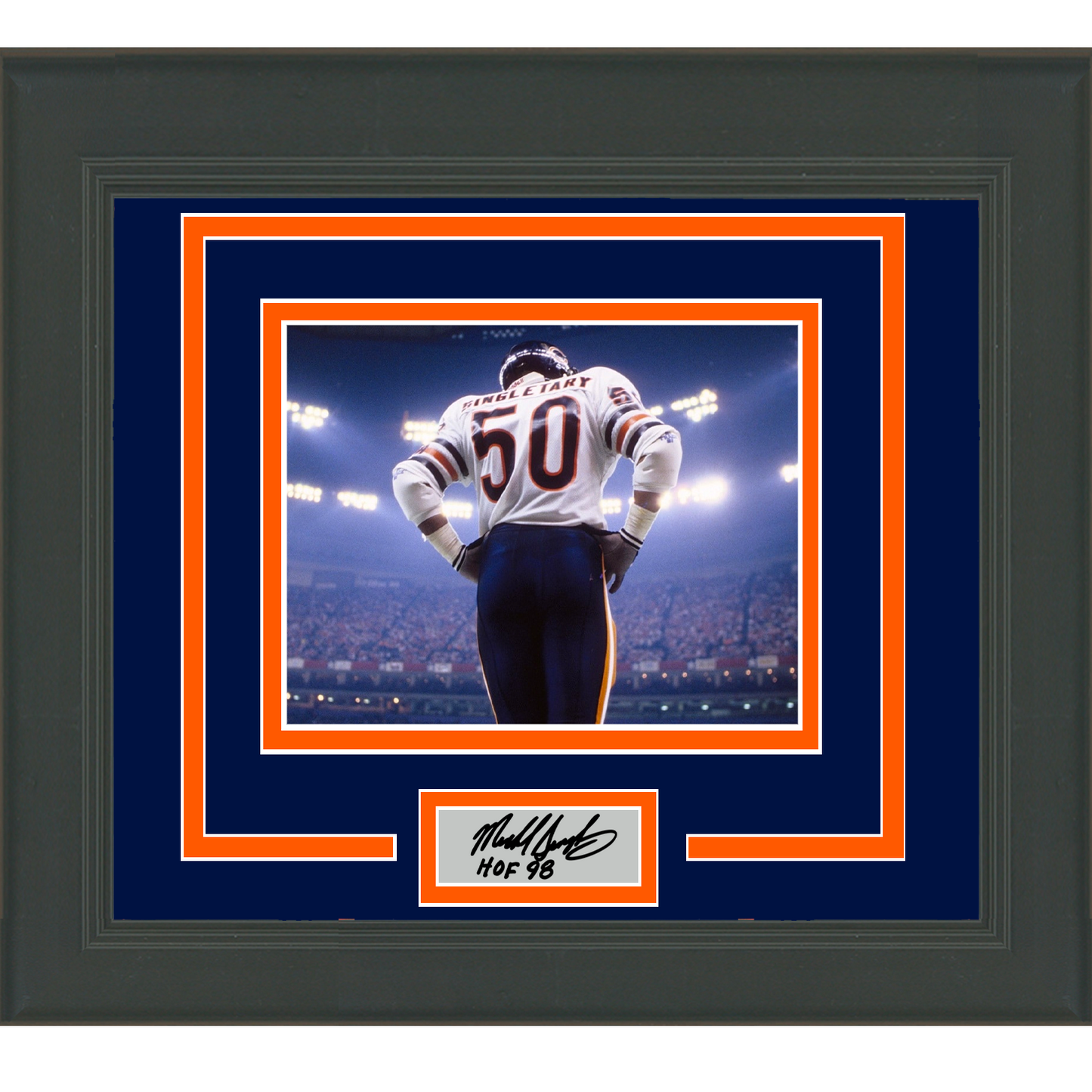 Framed Mike Singletary Facsimile Laser Engraved Signature Auto Chicago Bears 11x14 Football Photo