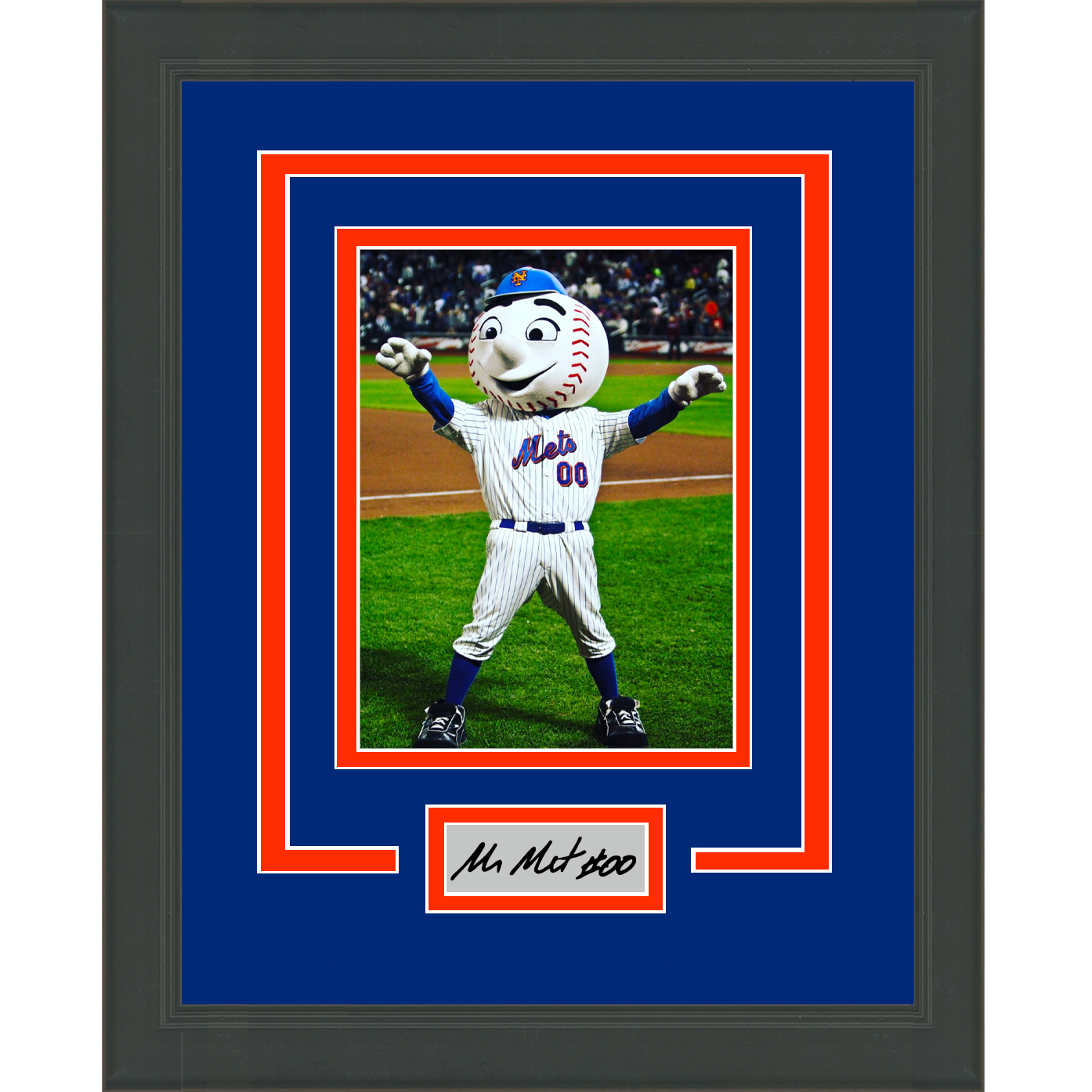 Framed Mr. Met Facsimile Laser Engraved Signature Auto New York Mets 11x14 Baseball Photo