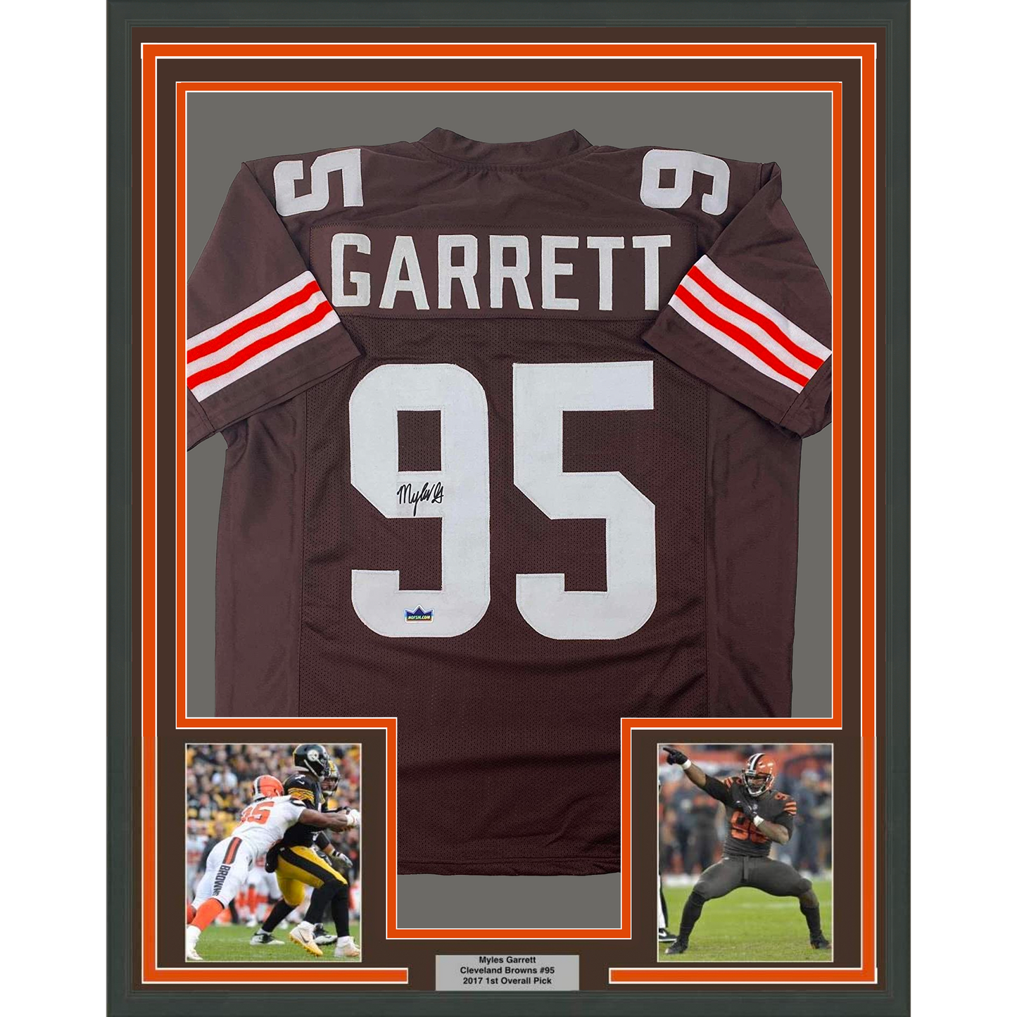 Framed Facsimile Autographed Myles 35x39 Garrett Cleveland Brown Reprint Laser Auto Football Jersey