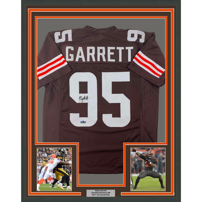 Framed Facsimile Autographed Myles 35x39 Garrett Cleveland Brown Reprint Laser Auto Football Jersey