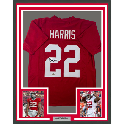 Framed Facsimile Autographed Najee Harris 35x39 Alabama Red Reprint Laser Auto College Football Jersey