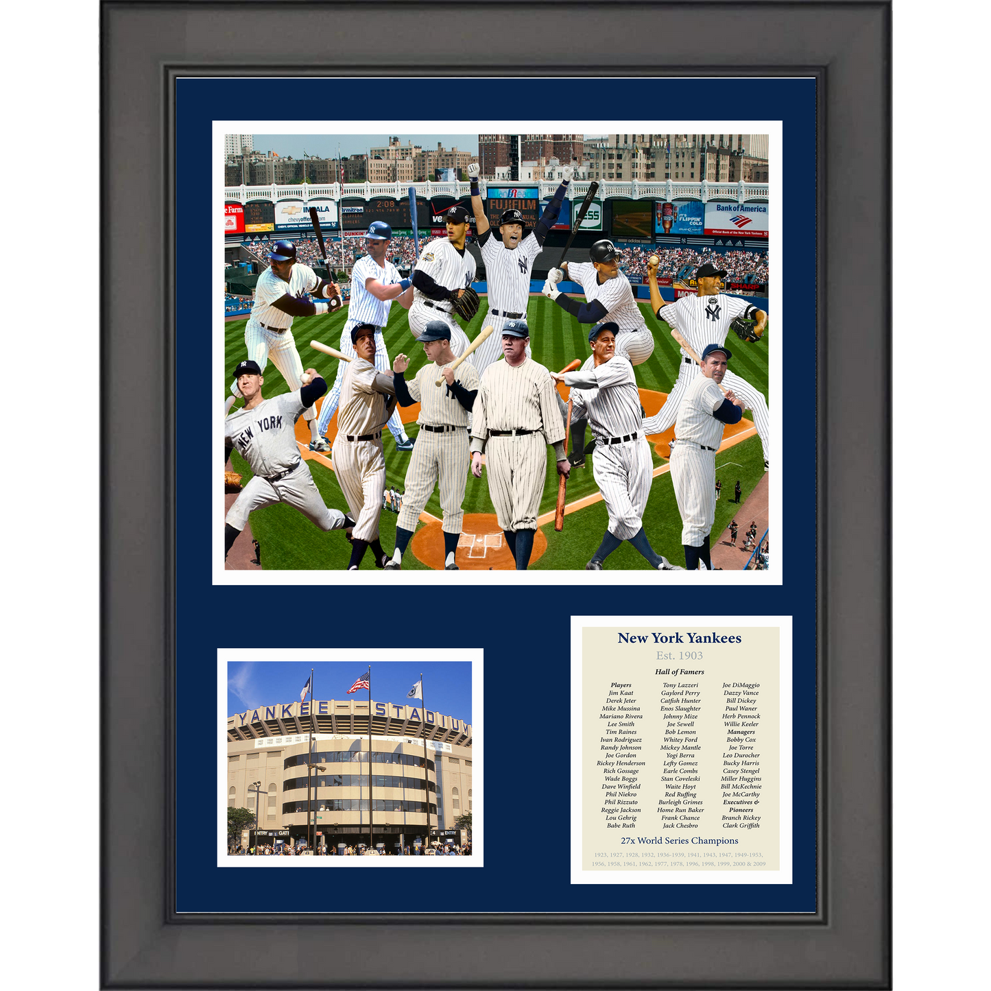 Framed New York Yankees All-Time Greats Legends 11"x14" Baseball Three Photo Collage