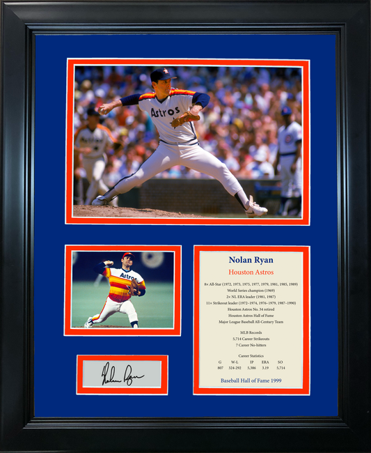 Framed Nolan Ryan Hall of Fame Facsimile Laser Engraved Signature Auto Houston Astros Baseball 11"x14" Photo Sig Collage