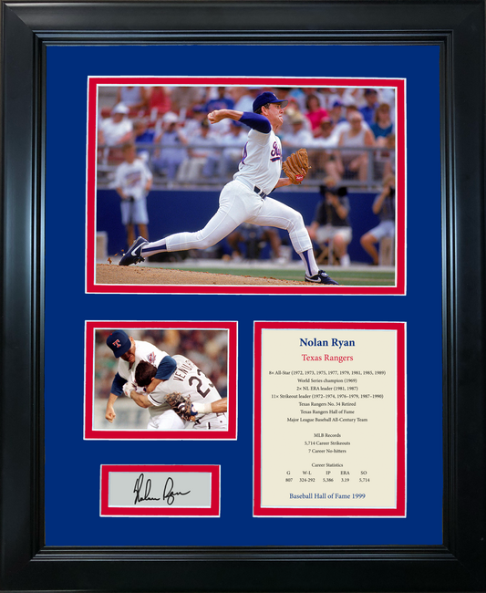 Framed Nolan Ryan Hall of Fame Facsimile Laser Engraved Signature Auto Texas Rangers Baseball 11"x14" Photo Sig Collage
