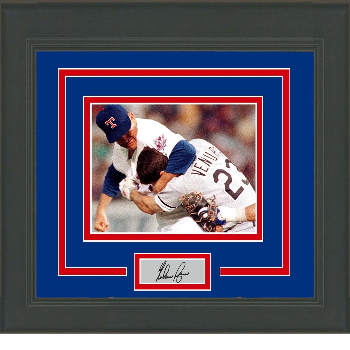 Framed Nolan Ryan Fight Facsimile Laser Engraved Signature Auto Texas Rangers 11x14 Baseball Photo