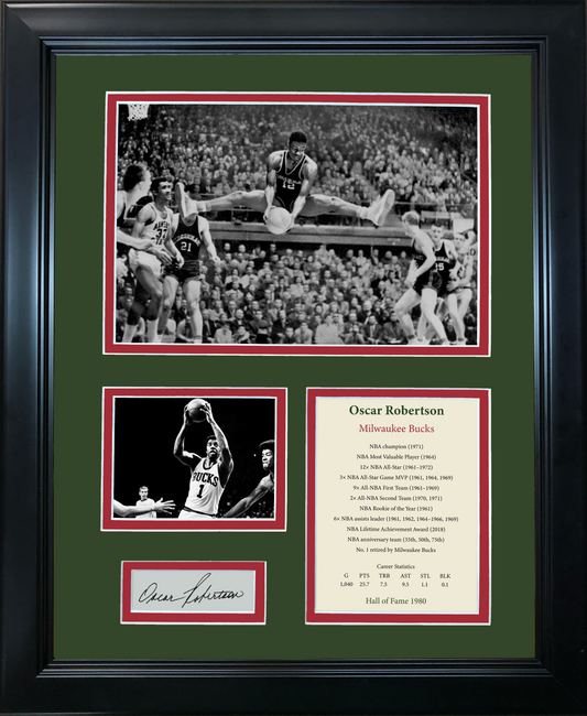 Framed Oscar Robertson Hall of Fame Facsimile Laser Engraved Signature Auto Milwaukee Bucks Basketball 11"x14" Photo Sig Collage