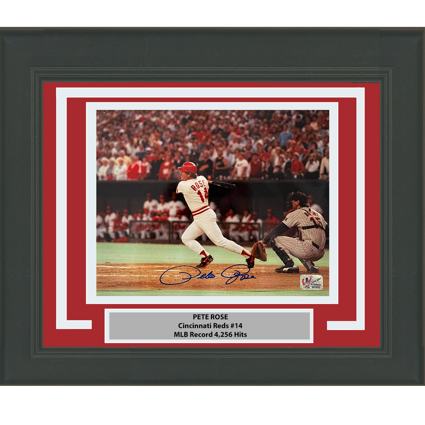 Framed Autographed/Signed Pete Rose Cincinnati Red 8x10 Baseball Photo Athlete Hologram COA Holo #2