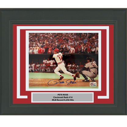 Framed Autographed/Signed Pete Rose Cincinnati Red 8x10 Baseball Photo Athlete Hologram COA Holo #2