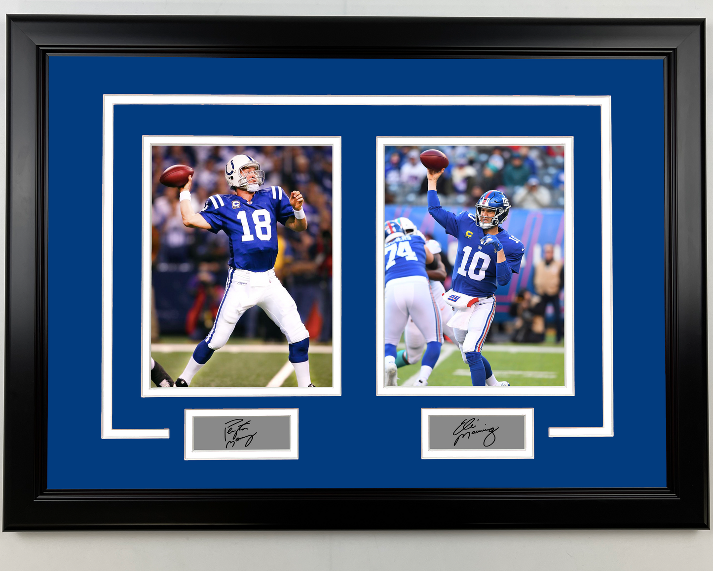 Framed Peyton Manning and Eli Manning Facsimile Laser Engraved Auto 17x23 Dual Football Photo