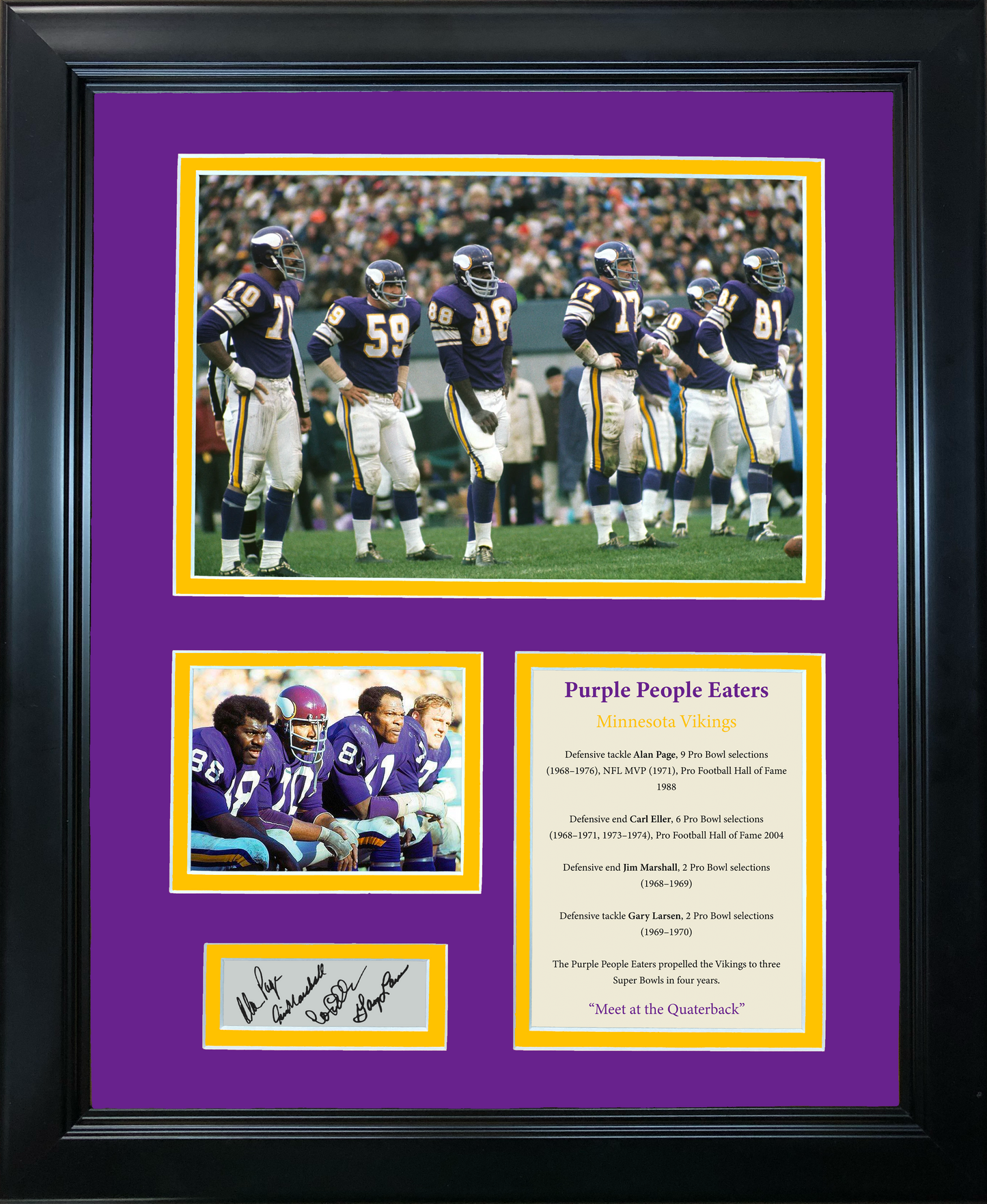 Framed Purple People Eaters PPE Facsimile Laser Engraved Signature Auto Minnesota Vikings 11"x14"Photo Sig Collage