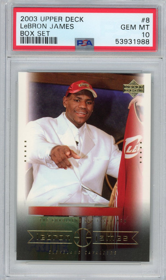 Graded 2003-04 Upper Deck LeBron James #8 Box Set Rookie RC Basketball Card PSA 10 Gem Mint