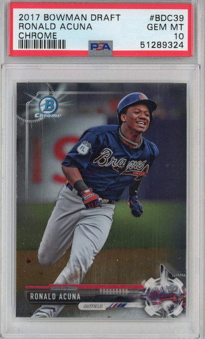Graded 2017 Bowman Draft Chrome Ronald Acuna Jr. #BDC39 Rookie RC Baseball Card PSA 10 Gem Mint
