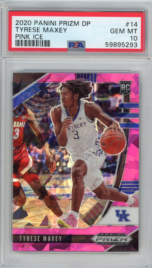 Graded 2020-21 Panini Prizm DP Draft Picks Tyrese Maxey #14 Pink Ice Rookie RC Basketball Card PSA 10 Gem Mint
