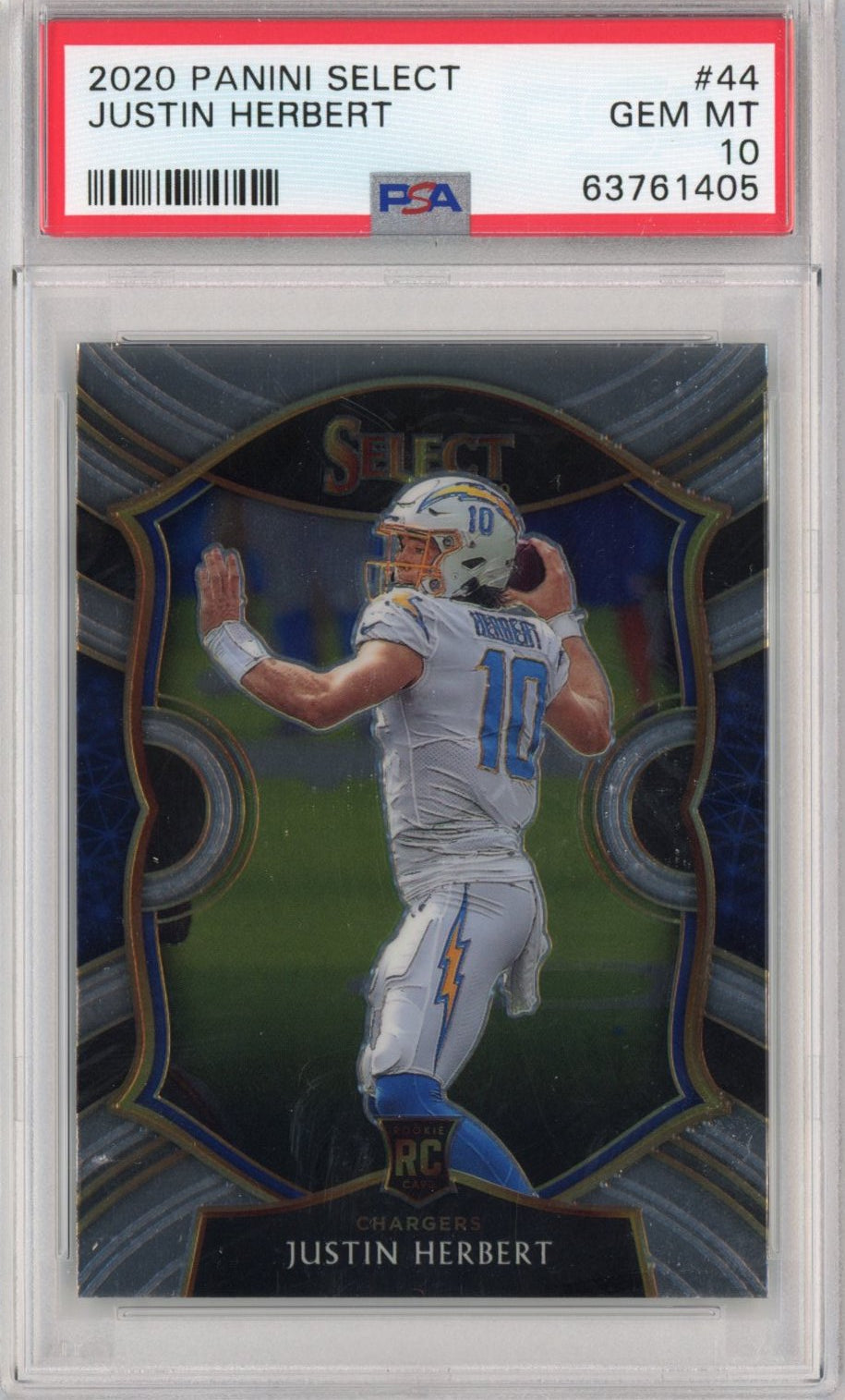 Graded 2020 Panini Select Justin Herbert #44 Concourse Rookie RC Football Card PSA 10 Gem Mint