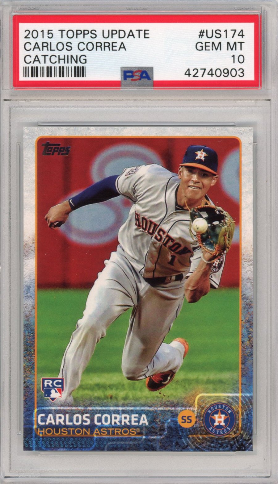 Graded 2015 Topps Update Carlos Correa #US174 Catching Rookie RC Baseball Card PSA 10 Gem Mint