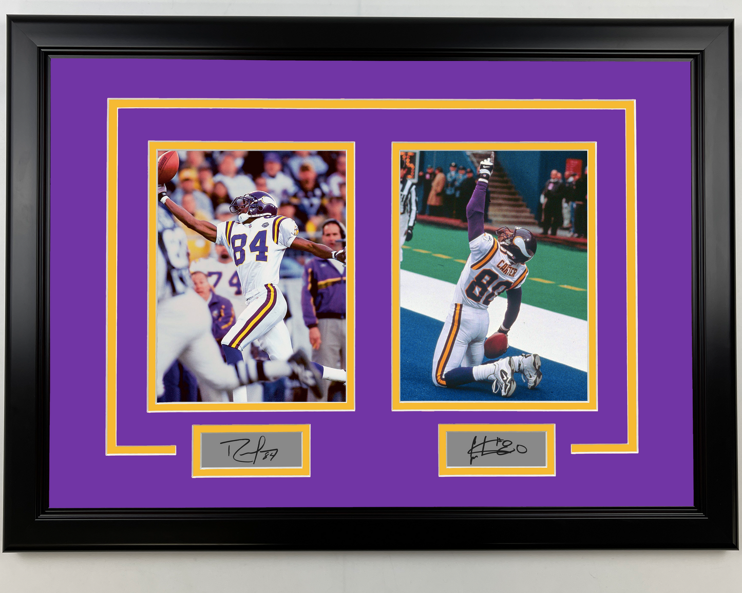 Framed Randy Moss & Cris Carter Facsimile Laser Engraved Signatures Minnesota Vikings 17x23 Dual Football Photo