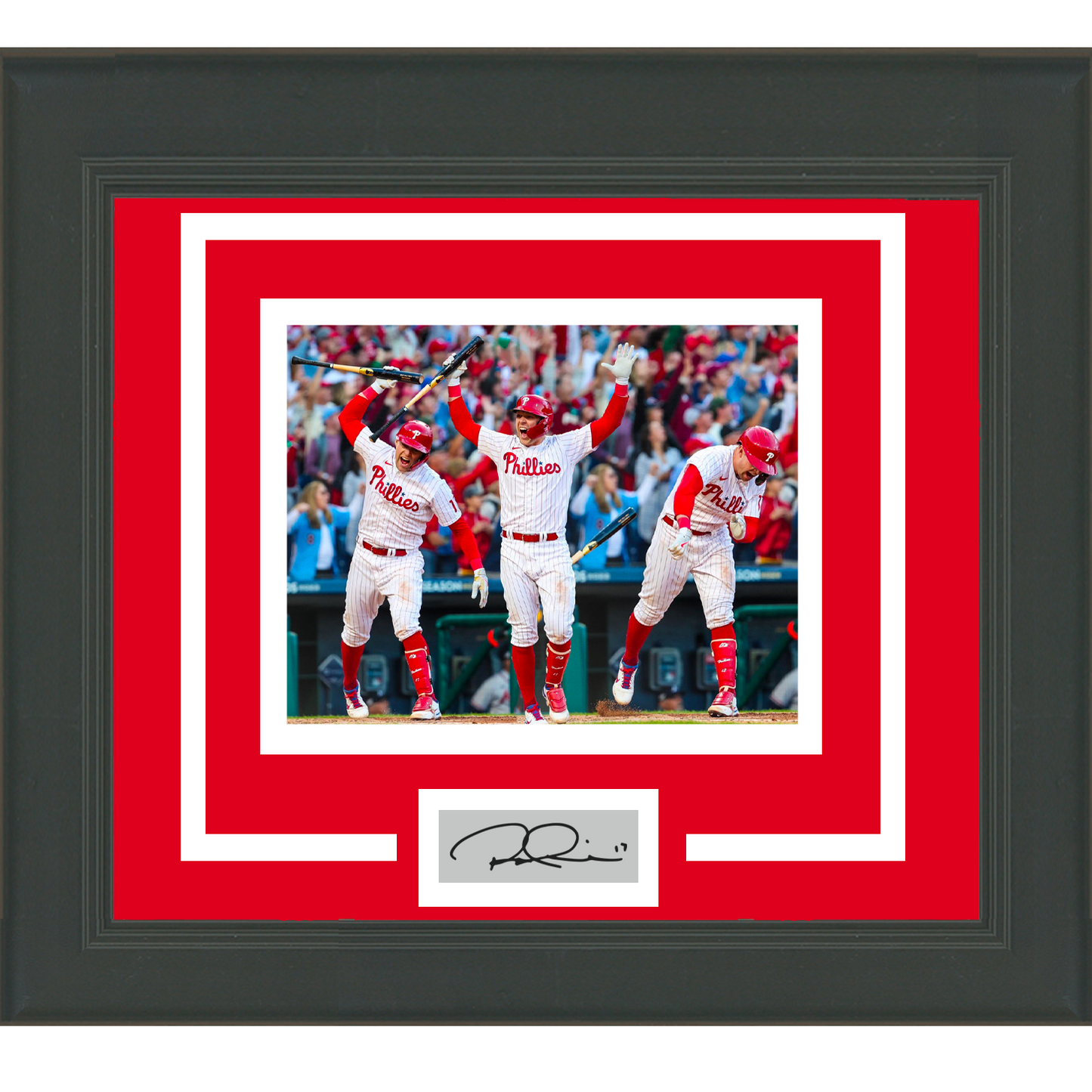 Framed Rhys Hoskins The Bat Spike 2022 NLDS Facsimile Laser Engraved Signature Auto Philadelphia Phillies 11x14 Baseball Photo