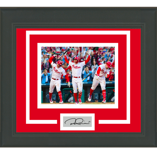 Framed Rhys Hoskins The Bat Spike 2022 NLDS Facsimile Laser Engraved Signature Auto Philadelphia Phillies 11x14 Baseball Photo