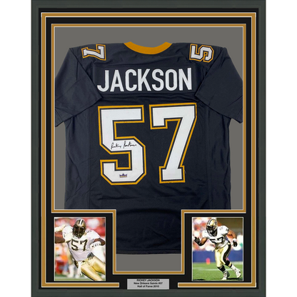 Framed Facsimile Autographed Rickey Jackson 35x39 New Orleans Black Reprint Laser Auto Football Jersey